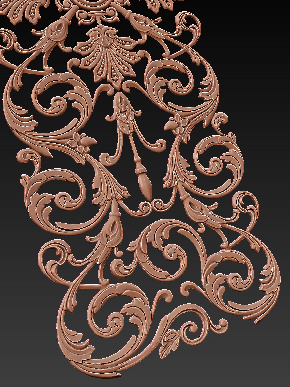 Digital sculpting of decorative elements for custom furniture. 3D Models for Production.